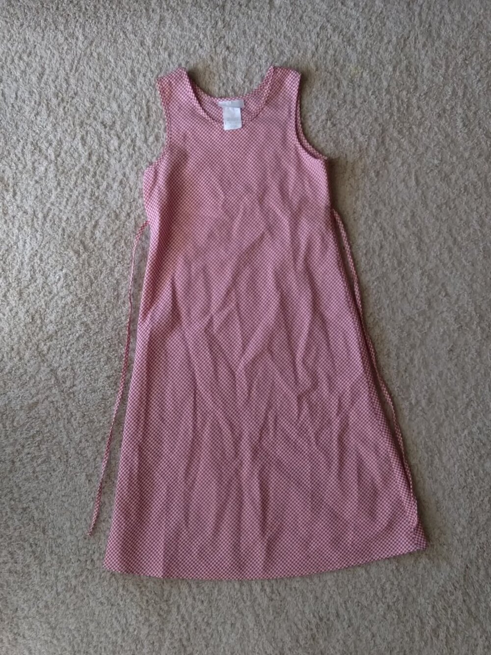 Vintage Bonnie Jean New York Red White Gingham Tie Back Midi Dress Size 8
